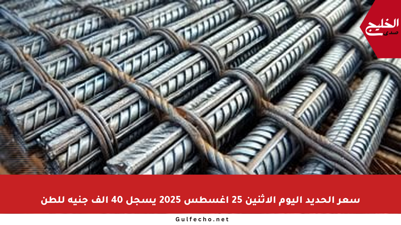 سعر الحديد اليوم الإثنين 25 أغسطس 2025 يسجل 40 ألف جنيه للطن